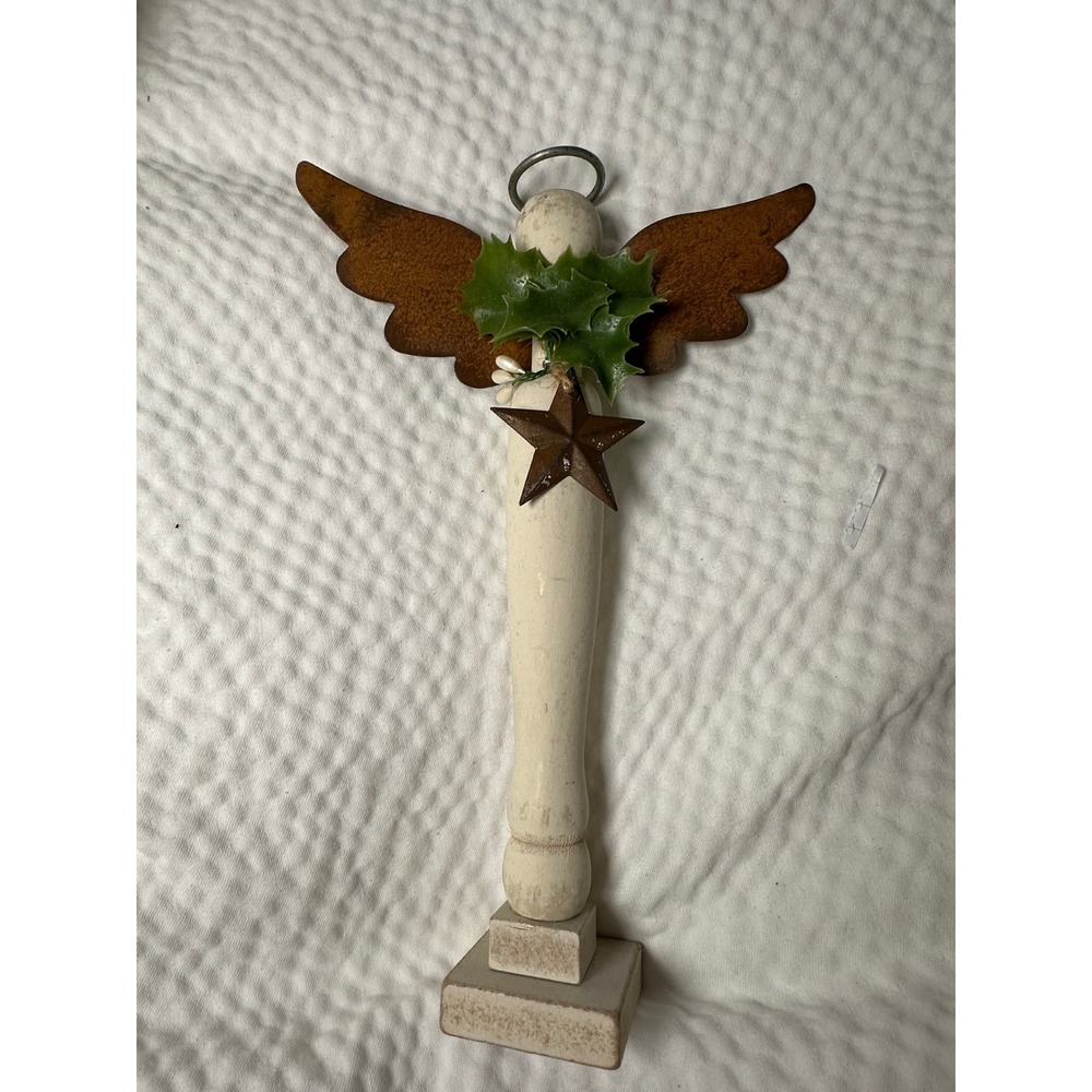 Rustic Angel Metal Wings Star Halo Holiday‎ Wood Christmas Decor